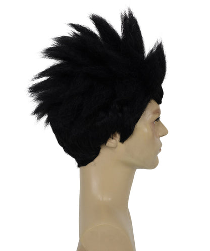 HPO  Men's Anime Spiky Black Wig |  Best for Halloween | Flame-retardant Synthetic Fiber