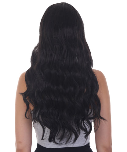 Women's 27" Inch Extra Long Length Wavy C-Part Lace Natural Black 40's Icon Beauty Wig, 100% Heat Resistant Fibers, Perfect for your Everyday Wear and Styling to your Expectations! | Nunique