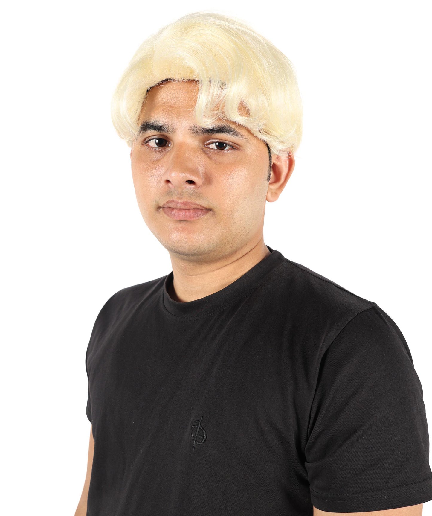 HPO Adult Men’s Short Layered K-Pop Style Blonde Wig - Clean Cut Performance Hairpiece with Modern Shape | Fits Naturally into Cosplay, Stage Looks, Halloween & Theme Events