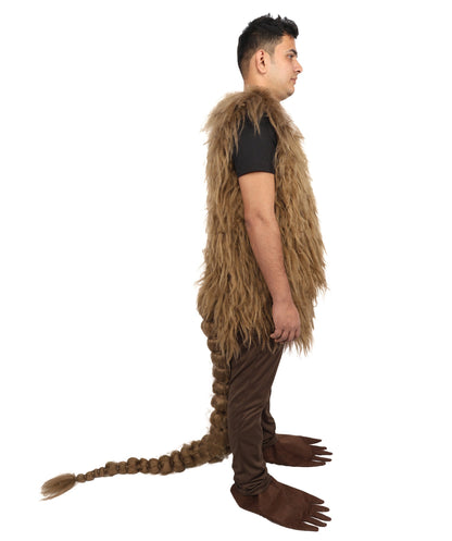 Adult Brown Furry Monster Costume Bundle & Mask Set with Tail | Bodysuit with Head Mask for Men | for Halloween, Cosplay & Themed Parties