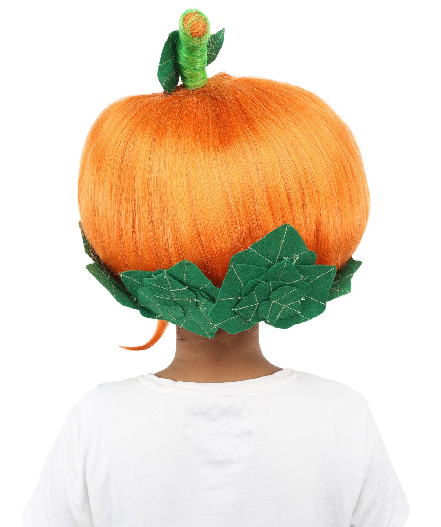 HPO Adult Women's Sculpted Pumpkin Show Wig | Multiple Color Options | Create of synthetic fiber, massive spherical updo with green leaf accents, breathable base | Halloween, theater, drag, performance, party, costume events