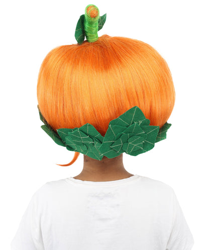 HPO Adult Women's Sculpted Pumpkin Show Wig | Multiple Color Options | Create of synthetic fiber, massive spherical updo with green leaf accents, breathable base | Halloween, theater, drag, performance, party, costume events