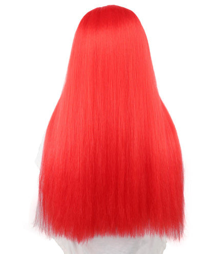 HPO Women’s Gothic Straight Long Red Wig – Stitched Fantasy Doll Cosplay Hair | Ideal for Halloween and Costume Parties
