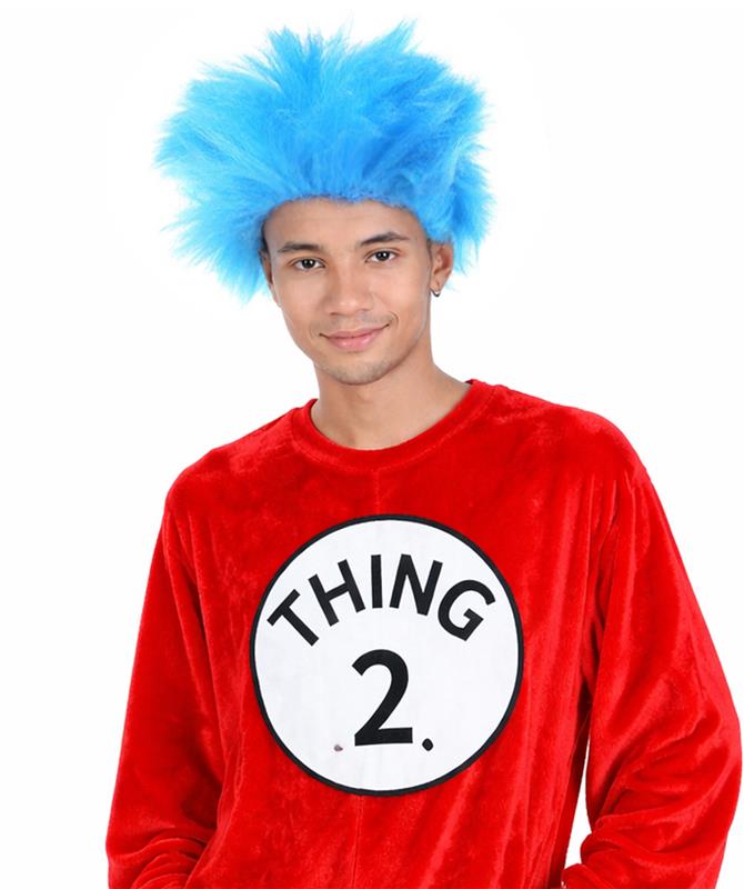 HPO Men Blue Wig Spiky Hair perfect for Halloween  | Premium Breathable Capless Cap