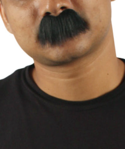 Mens Short Fluffy Black Bros Mustache - Stage ready mustache perfect for Fancy, drag, and performance