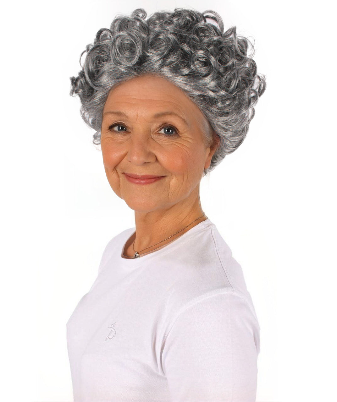 HPO Women's Short Grey Curly Wig | Flame-retardant Synthetic Fiber | Standard  Wig Cap