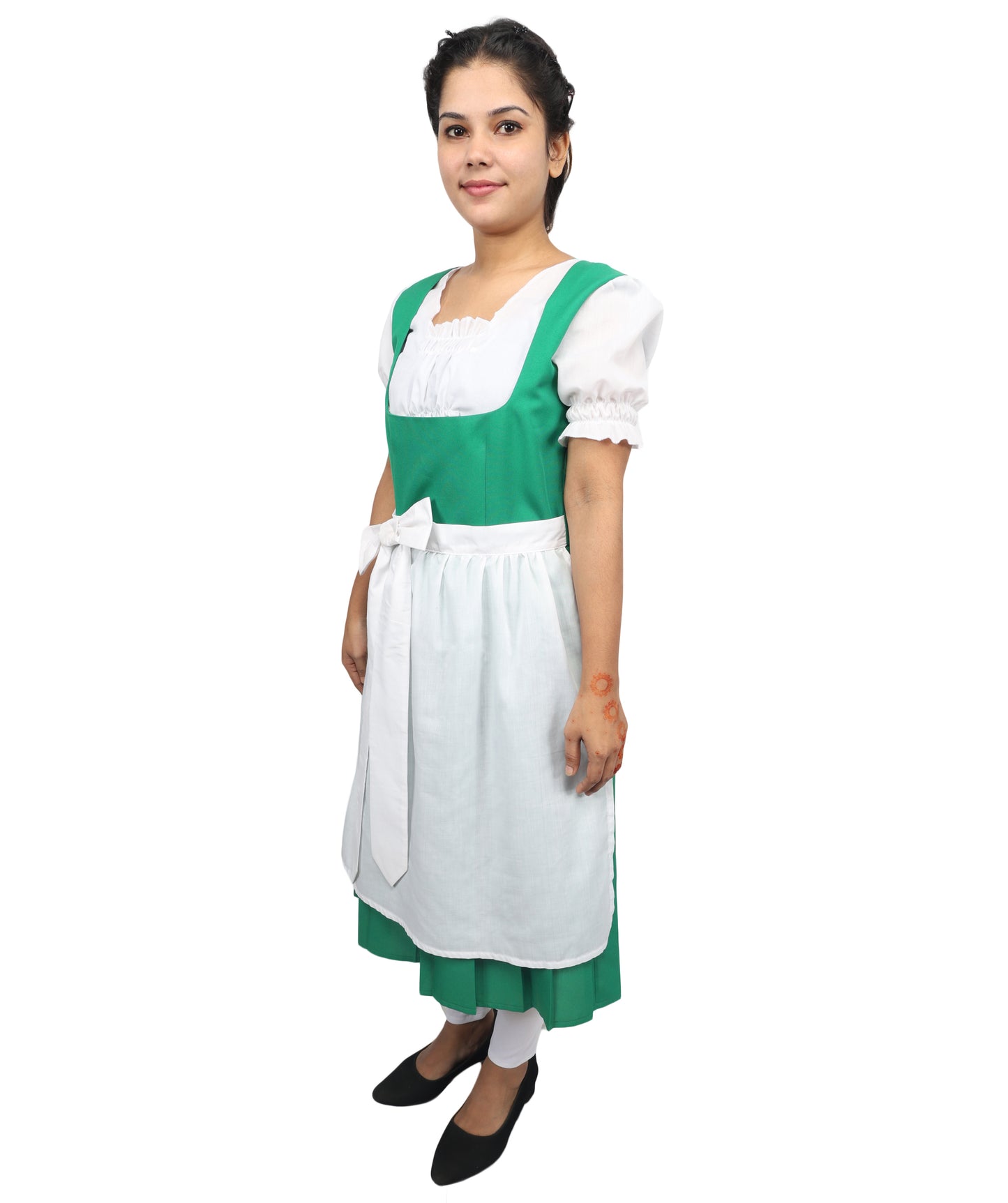 HPO Women's Green & White German Costume – German Traditional Party Dress Classic Dirndl Style