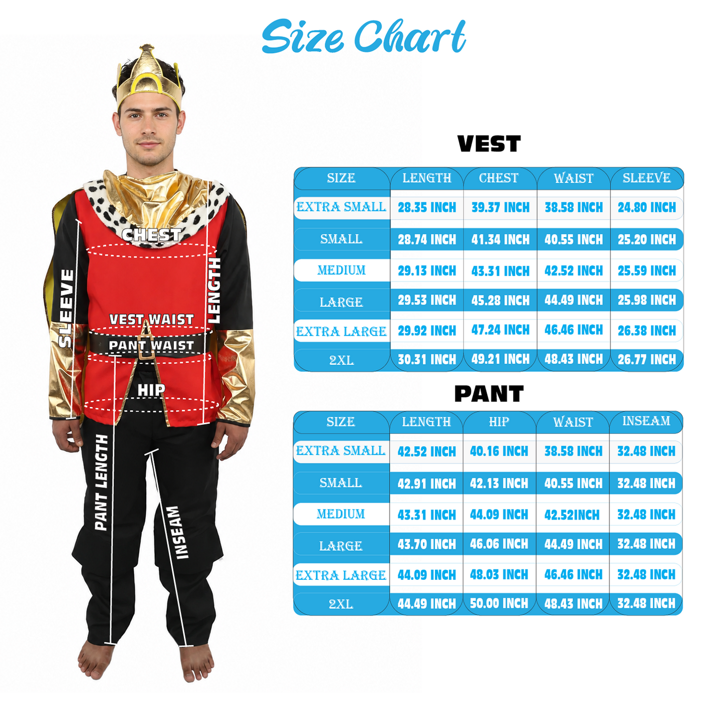 HPO Men’s Deluxe King Multicolor Costume | Regal Royal Outfit with Crown Detail and Robe Styling | Event Appearance for Theme Nights