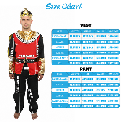 HPO Men’s Deluxe King Multicolor Costume | Regal Royal Outfit with Crown Detail and Robe Styling | Event Appearance for Theme Nights