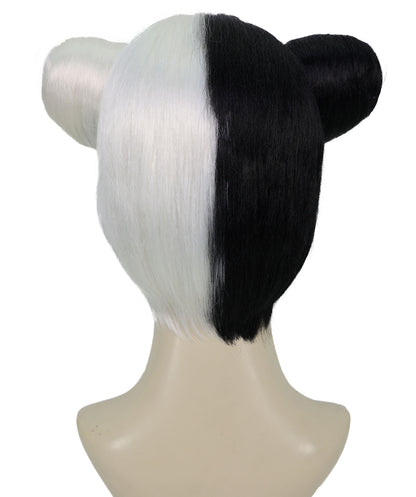Womens Singer Two Buns Wig , Black Celebrity Wigs , Premium Breathable Capless Cap