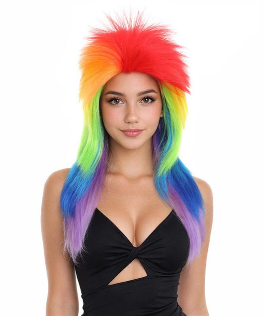 Rainbow Womens Movie  80's Mullet Wig ,TV/Movie Wig , Premium Breathable Capless Cap