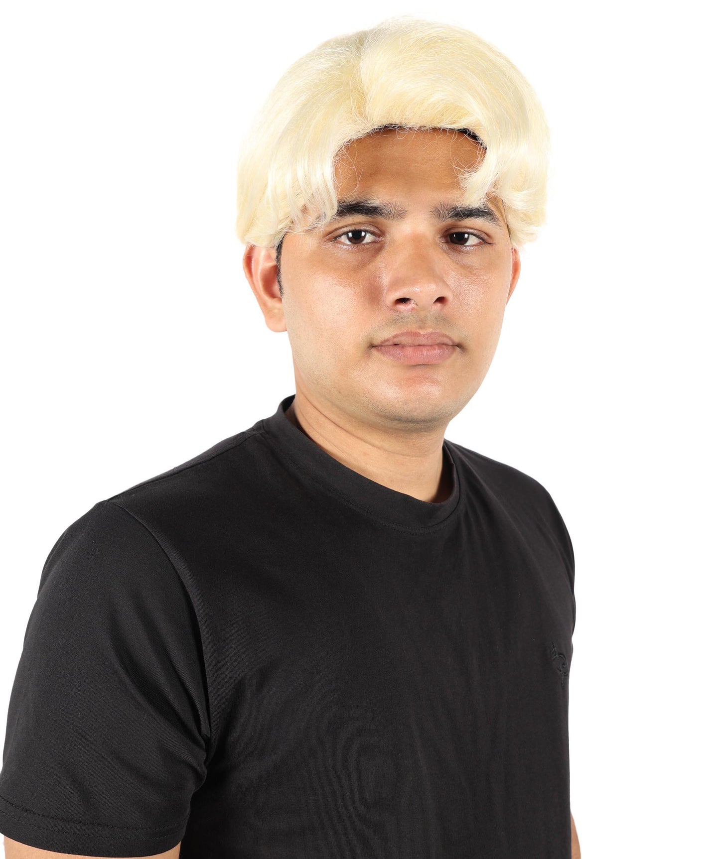 HPO Adult Men’s Short Layered K-Pop Style Blonde Wig - Clean Cut Performance Hairpiece with Modern Shape | Fits Naturally into Cosplay, Stage Looks, Halloween & Theme Events