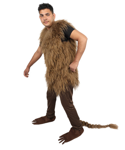 Adult Brown Furry Monster Costume Bundle & Mask Set with Tail | Bodysuit with Head Mask for Men | for Halloween, Cosplay & Themed Parties