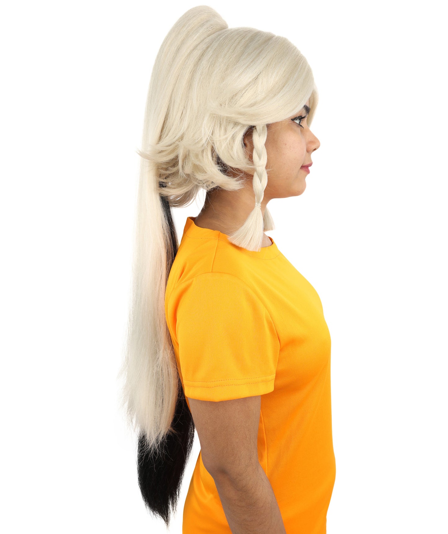 HPO Women's Multicolor Alien Nature Spirit Hair | Dark Textured Bob with Beaded Braids, Heat Resistant Synthetic Fiber & Breathable Mesh | Halloween, Fantasy Roleplay, Themed Party, Theater & Carnival