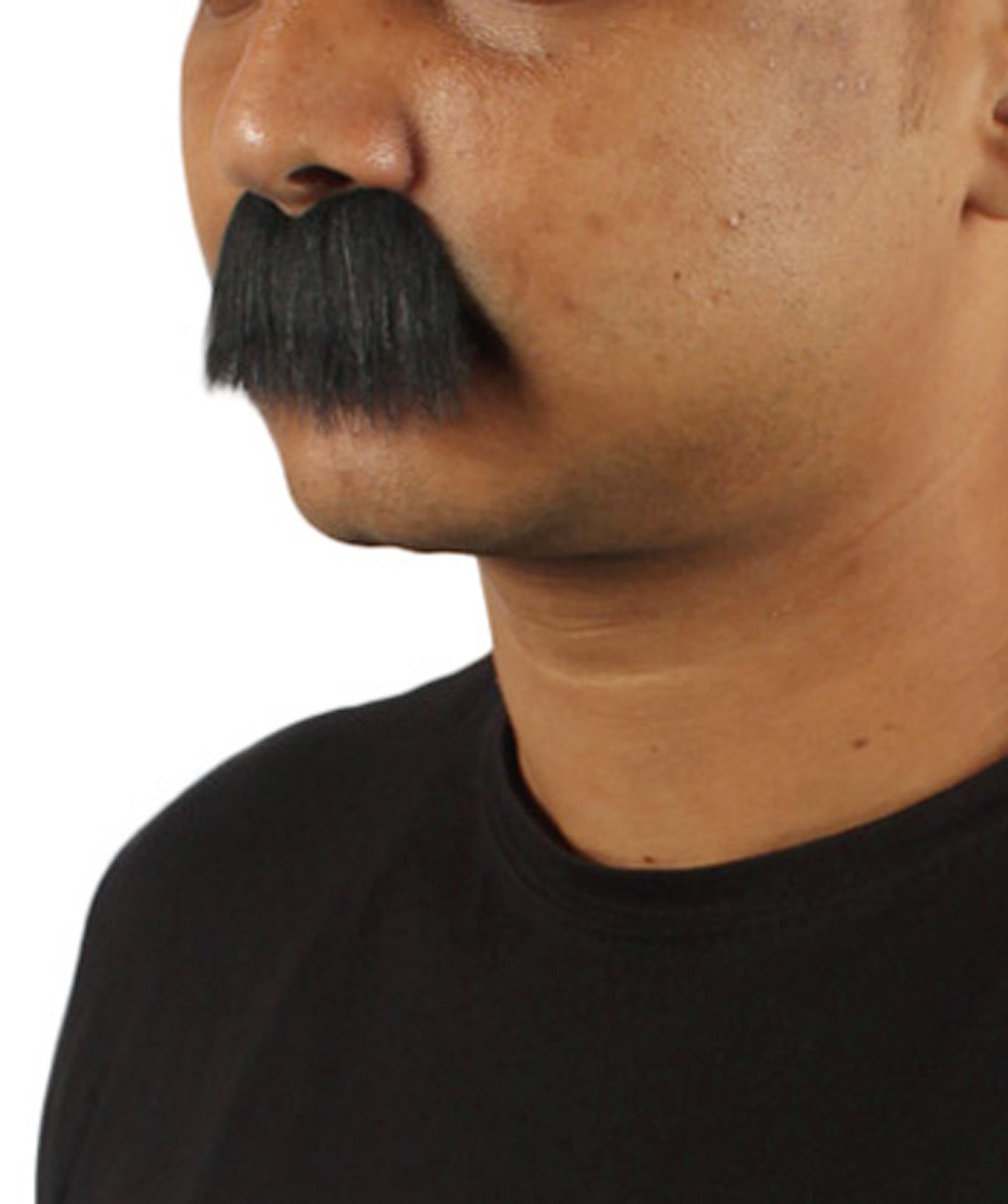 Mens Short Fluffy Black Bros Mustache - Stage ready mustache perfect for Fancy, drag, and performance