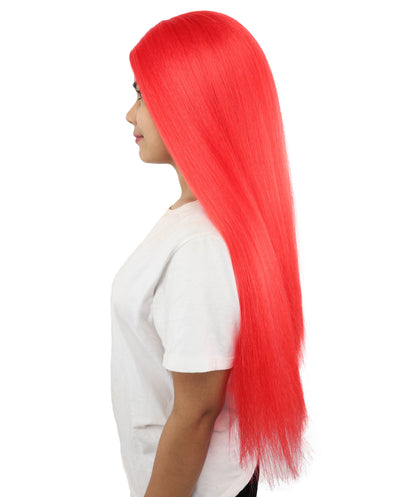 HPO Women’s Gothic Straight Long Red Wig – Stitched Fantasy Doll Cosplay Hair | Ideal for Halloween and Costume Parties