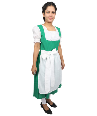 HPO Women's Green & White German Costume – German Traditional Party Dress Classic Dirndl Style