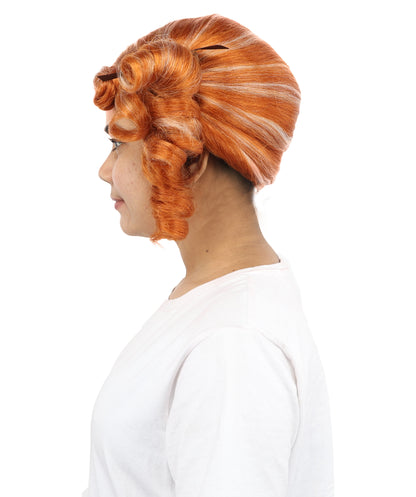 HPO Women's Golden White Mixed Curly Pigtail Wig | Messy Ringlet Twin Tails with Attached Fabric Ribbons, Synthetic Fiber & Breathable Cap | Halloween, Movie Character Roleplay, Costume Party & Theater