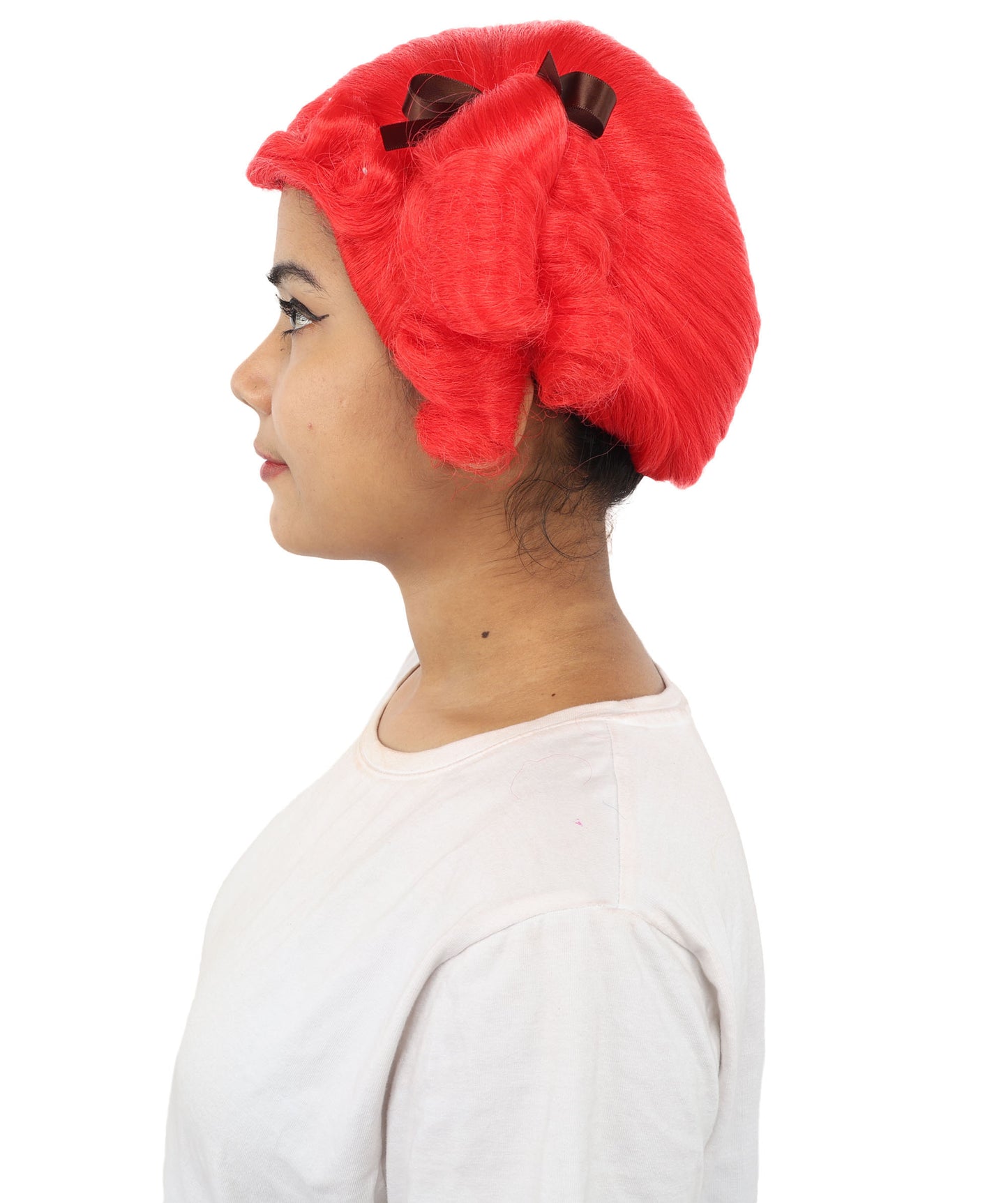 HPO Women's Golden White Mixed Curly Pigtail Wig | Messy Ringlet Twin Tails with Attached Fabric Ribbons, Synthetic Fiber & Breathable Cap | Halloween, Movie Character Roleplay, Costume Party & Theater