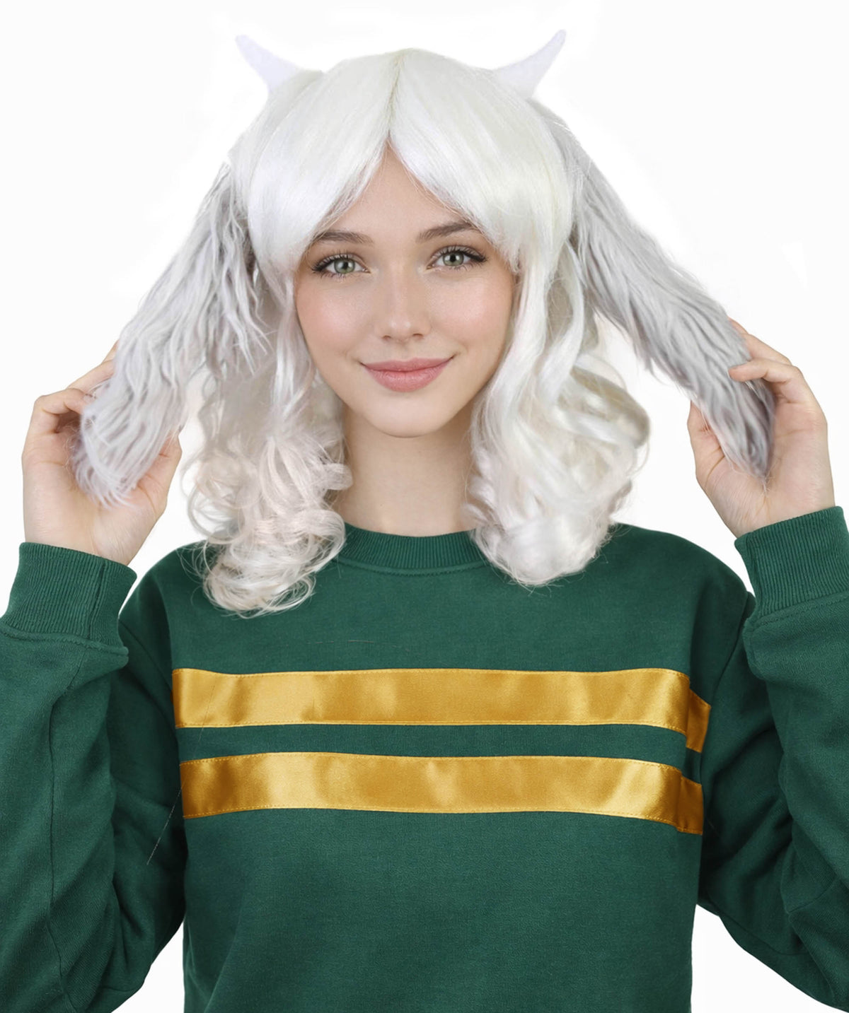 Undertale Asriel Wig Horns | White Halloween Wig | Premium Breathable Capless Cap