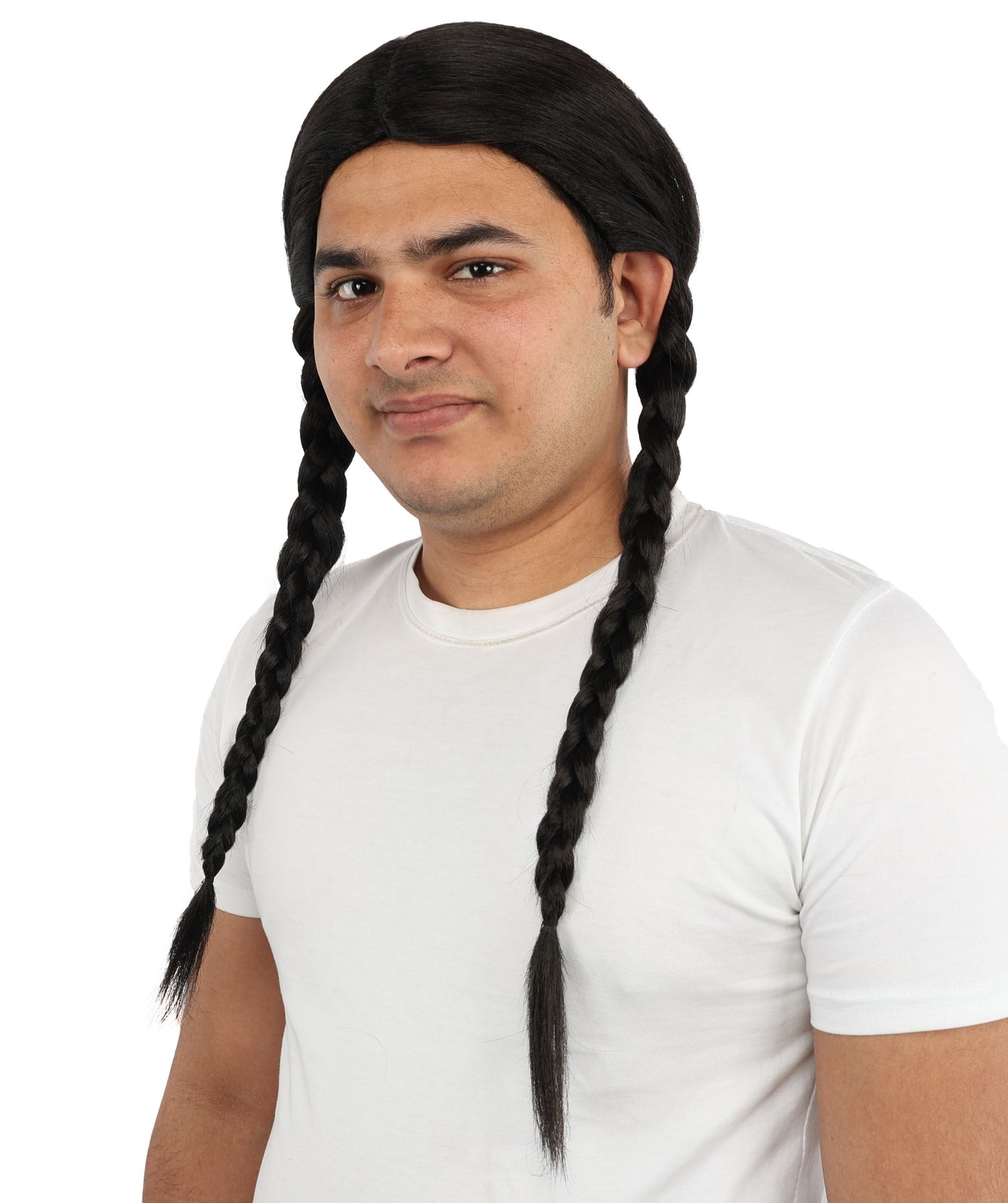 HPO Men’s Extra Long Black Braided Wig - 26” Braids with Adjustable Capless Cap | Flame-Retardant Synthetic Hair for Halloween, Rock Events, Stage & Festival Costumes