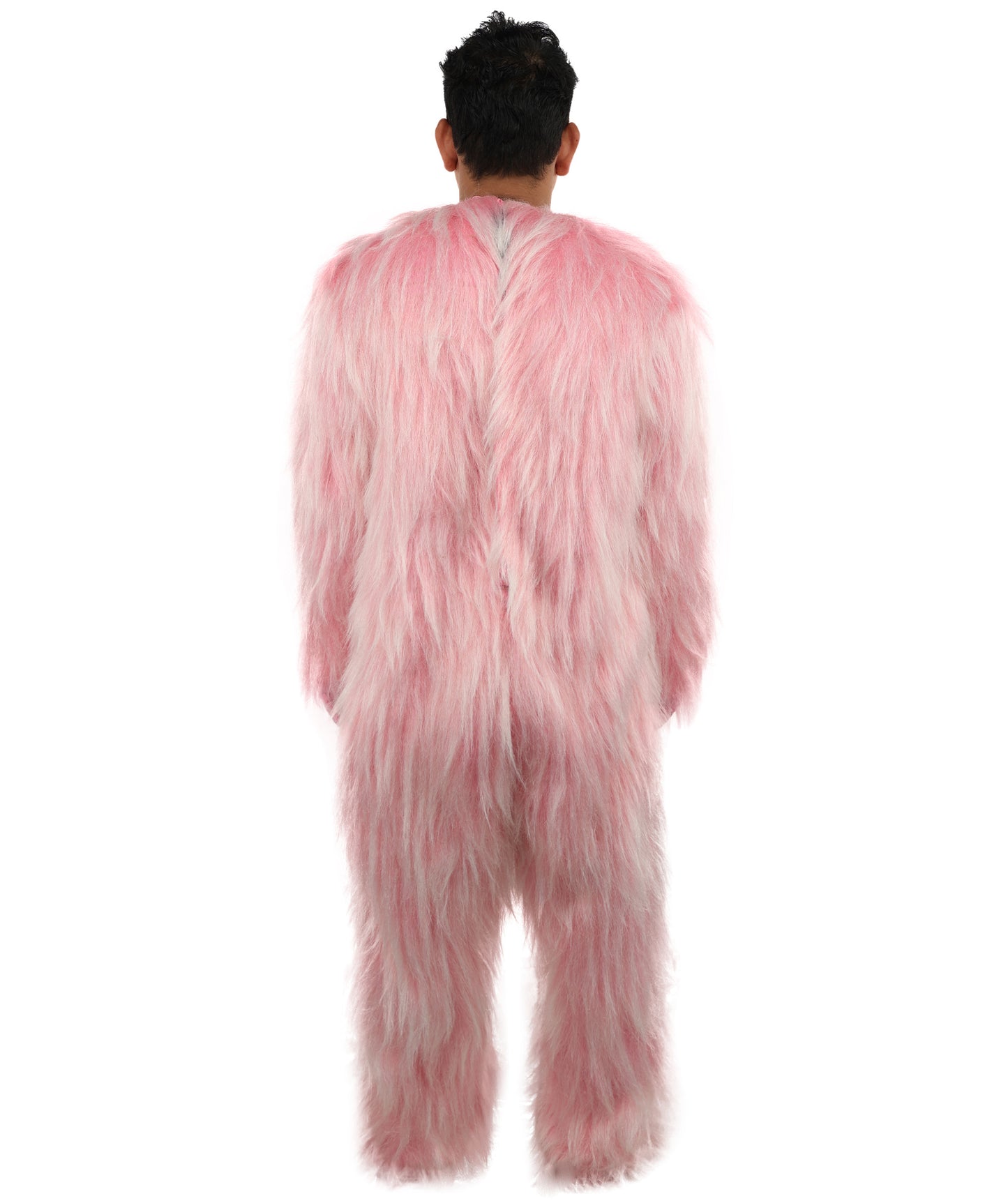 HPO Adult White & Pink Animal Fur Monster Bundle Costume & Mask Set – Full Body Suit with 13 Inch Head Mask for Adults | Funny Furry Pig-Inspired Outfit for Cosplay, Theatre & Halloween Party Events
