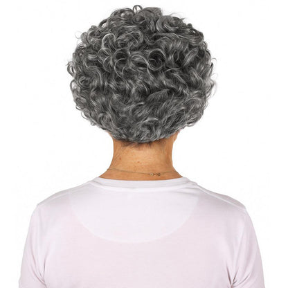 HPO Women's Short Grey Curly Wig | Flame-retardant Synthetic Fiber | Standard  Wig Cap