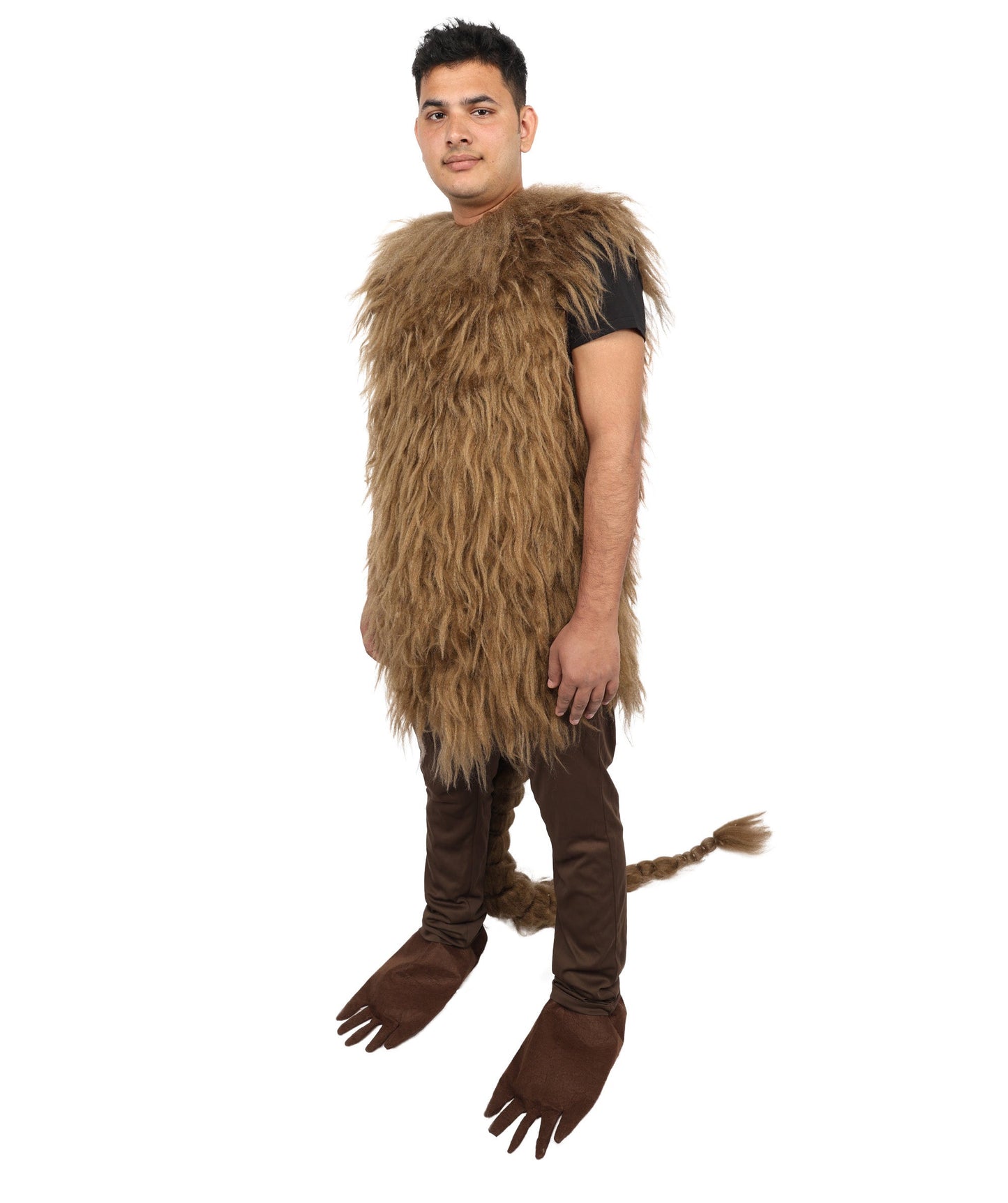 Adult Brown Furry Monster Costume Bundle & Mask Set with Tail | Bodysuit with Head Mask for Men | for Halloween, Cosplay & Themed Parties