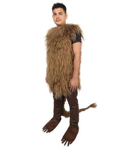 Adult Brown Furry Monster Costume Bundle & Mask Set with Tail | Bodysuit with Head Mask for Men | for Halloween, Cosplay & Themed Parties