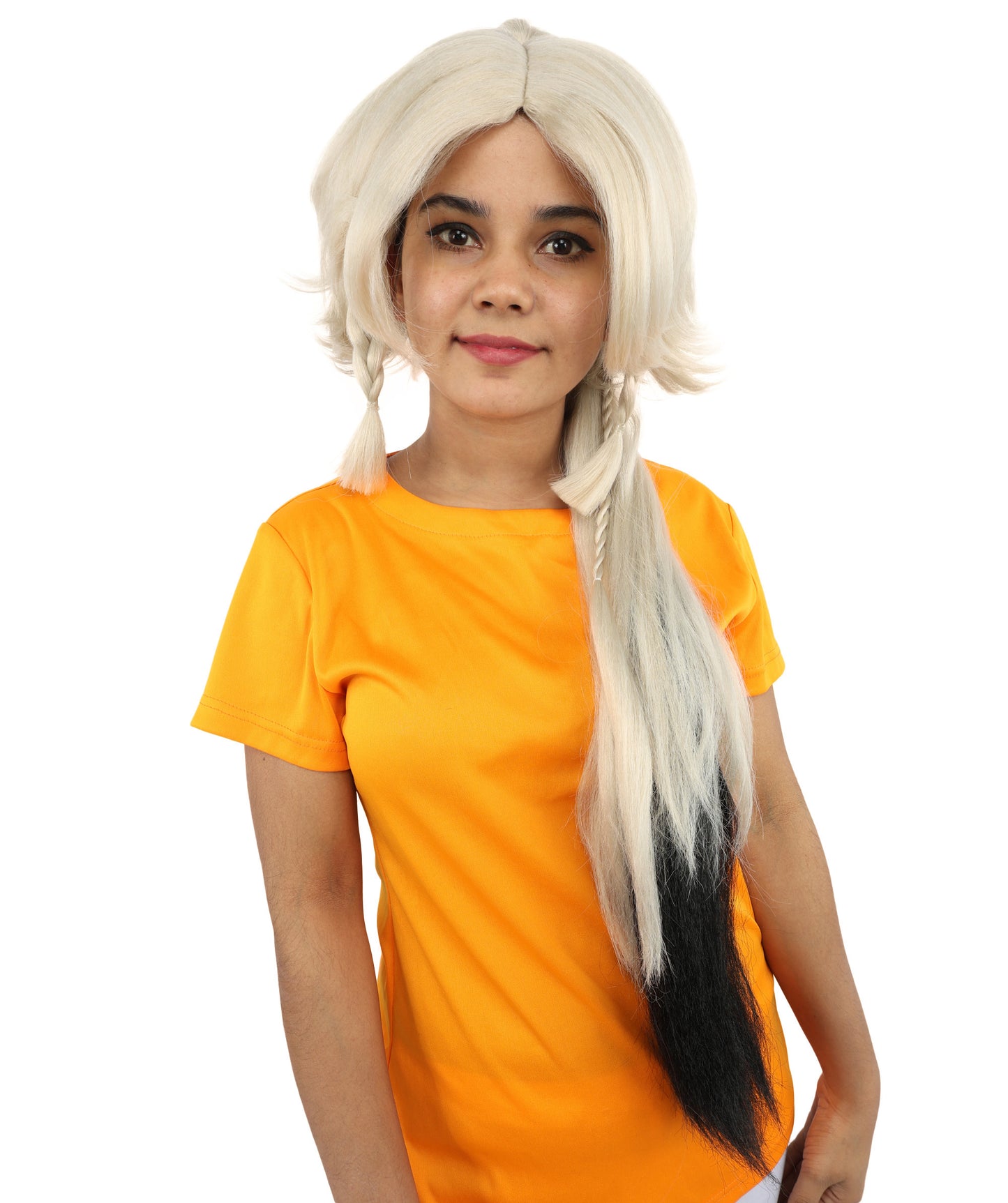 HPO Women's Multicolor Alien Nature Spirit Hair | Dark Textured Bob with Beaded Braids, Heat Resistant Synthetic Fiber & Breathable Mesh | Halloween, Fantasy Roleplay, Themed Party, Theater & Carnival