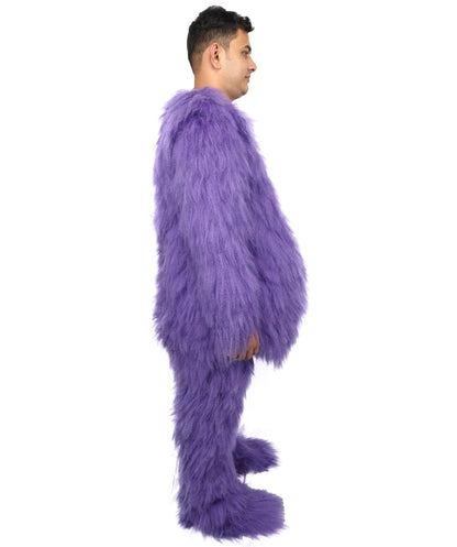 Adult Full Purple Monster Fur Bundle Costume & Mask Set | Body Suit with Head Mask | Ideal for Halloween, Cosplay and Parties
