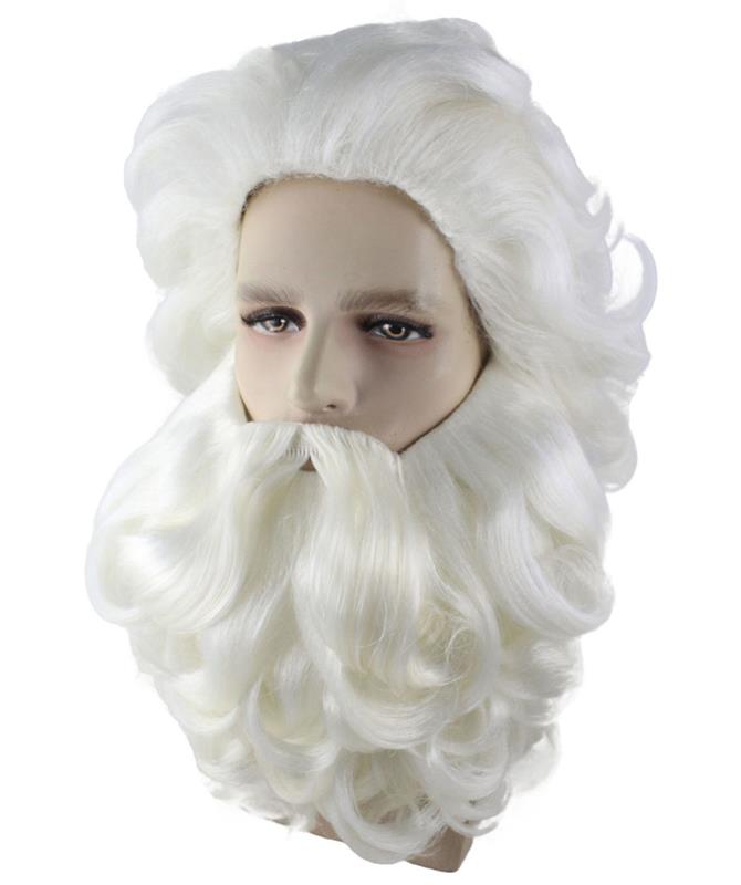 Professional Men's Santa Wig And Full Beard Set |  Multiple Color Merry Christmas Wigs | Premium Breathable Capless Cap