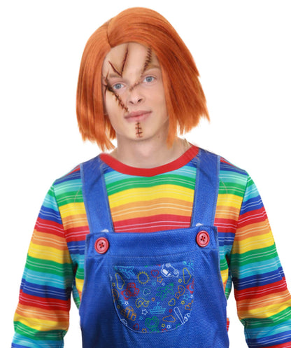 Evil Doll Chuck Multiple Color Wig | Short Orange Horror Movie Classic | Premium Halloween Wigs