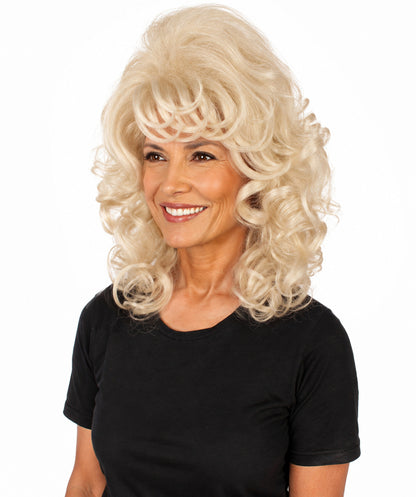 HPO  Women’s Puffy Wavy Country Music Star White & Blonde Wig