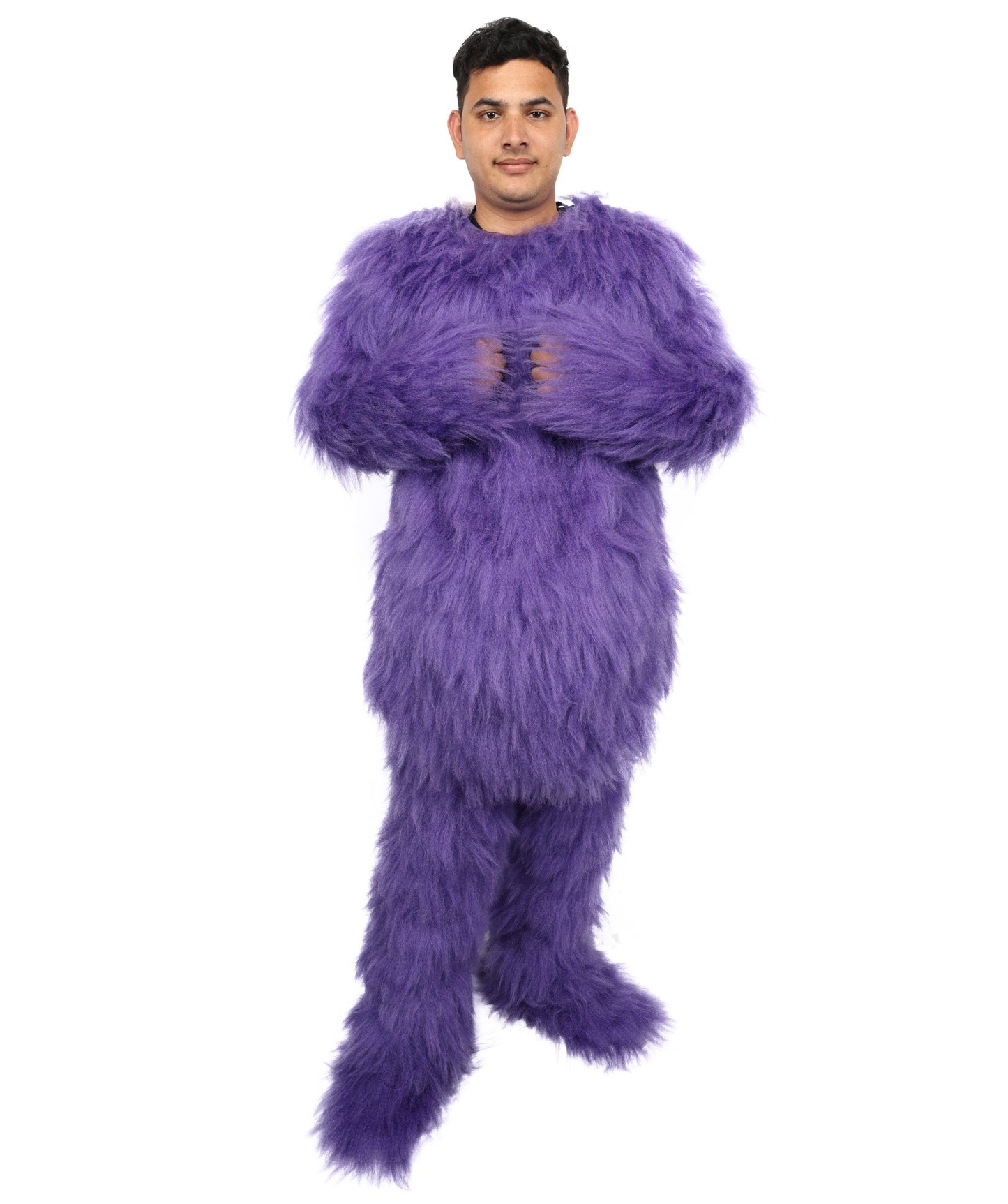 Adult Full Purple Monster Fur Bundle Costume & Mask Set | Body Suit with Head Mask | Ideal for Halloween, Cosplay and Parties