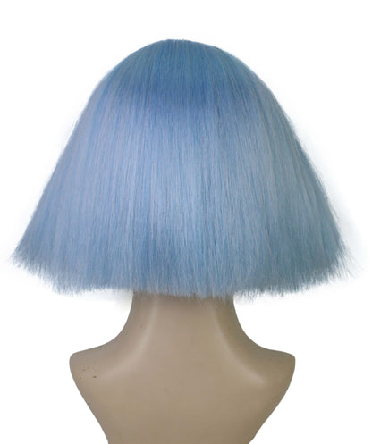 Women’s Light Blue Bob-styled Highlighter Haired Portraits Wig, Non-flammable Synthetic Fiber Wig | HPO