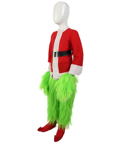 Teen Men’s Festive Furry Creature Multicolor Thief Christmas Costume Set with all accessories | Cosplay Hat and Beard | Flame-retardant Synthetic Fiber