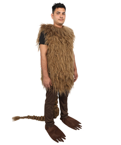 Adult Brown Furry Monster Costume Bundle & Mask Set with Tail | Bodysuit with Head Mask for Men | for Halloween, Cosplay & Themed Parties