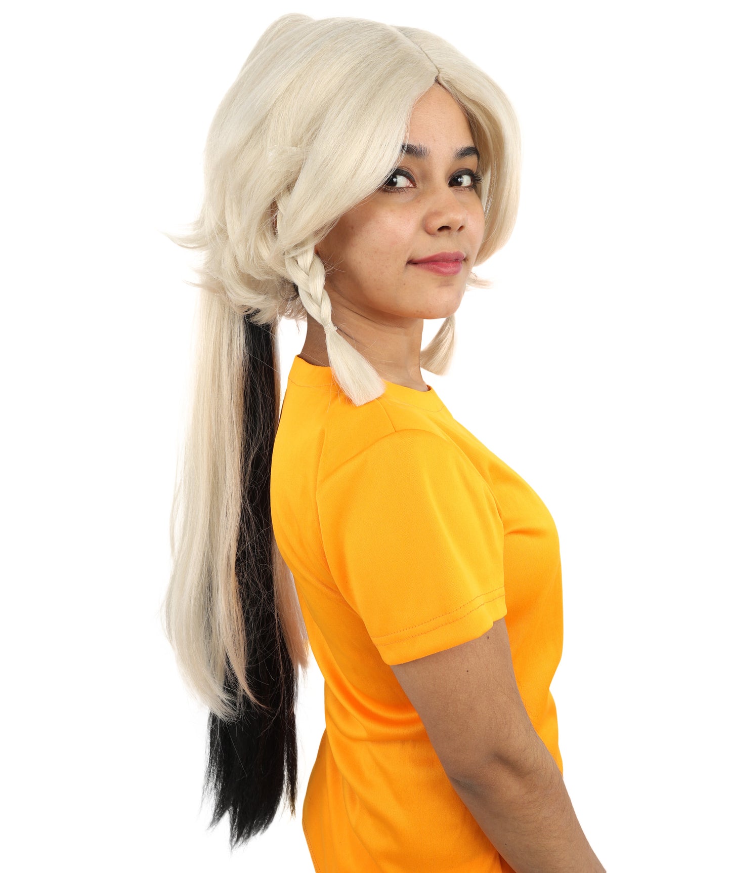 HPO Women's Multicolor Alien Nature Spirit Hair | Dark Textured Bob with Beaded Braids, Heat Resistant Synthetic Fiber & Breathable Mesh | Halloween, Fantasy Roleplay, Themed Party, Theater & Carnival