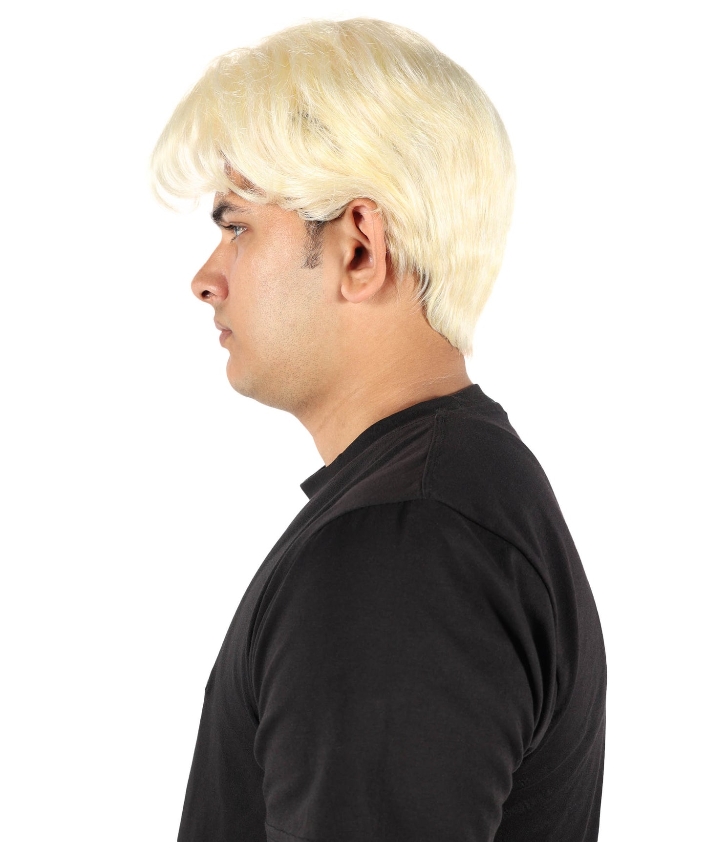 HPO Adult Men’s Short Layered K-Pop Style Blonde Wig - Clean Cut Performance Hairpiece with Modern Shape | Fits Naturally into Cosplay, Stage Looks, Halloween & Theme Events