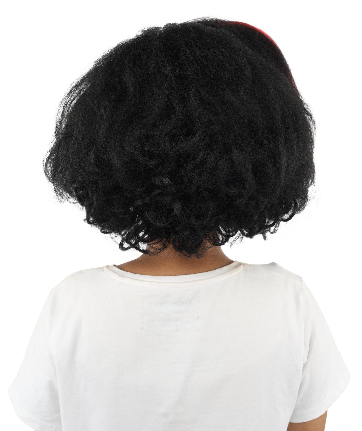 Adult Women’s Long Curly Black & Red Retro Wig | Flame-Retardant Costume Wig with Breathable Cap | Ideal for Halloween, Cosplay & Themed Events