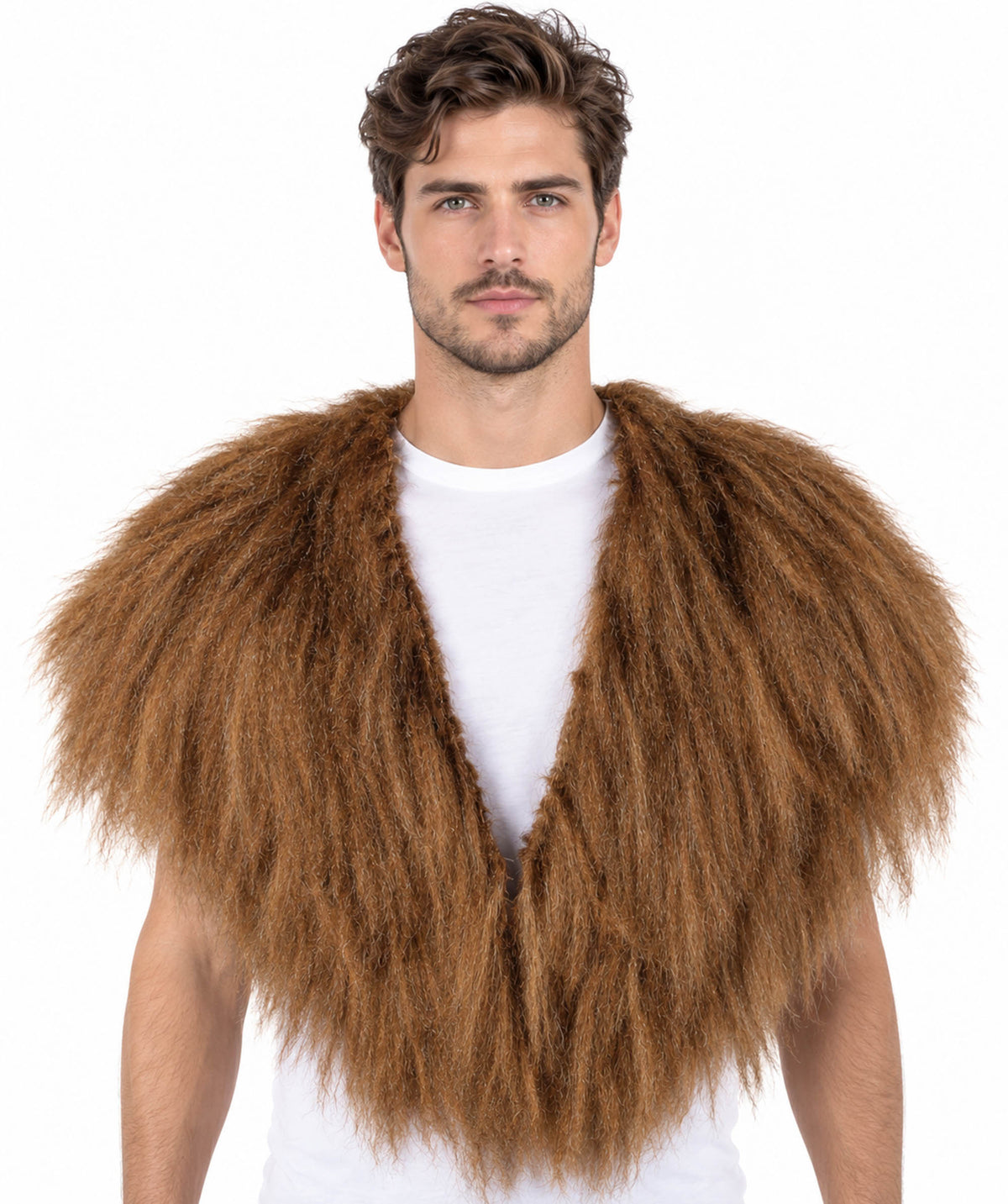 HPO Unisex Vikings Norsemen Dark Brown Fur Faux Mantle | Flame-retardant Synthetic Fiber, Fancy Accessory