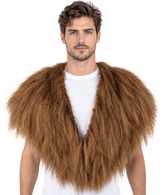 HPO Unisex Vikings Norsemen Dark Brown Fur Faux Mantle | Flame-retardant Synthetic Fiber, Fancy Accessory