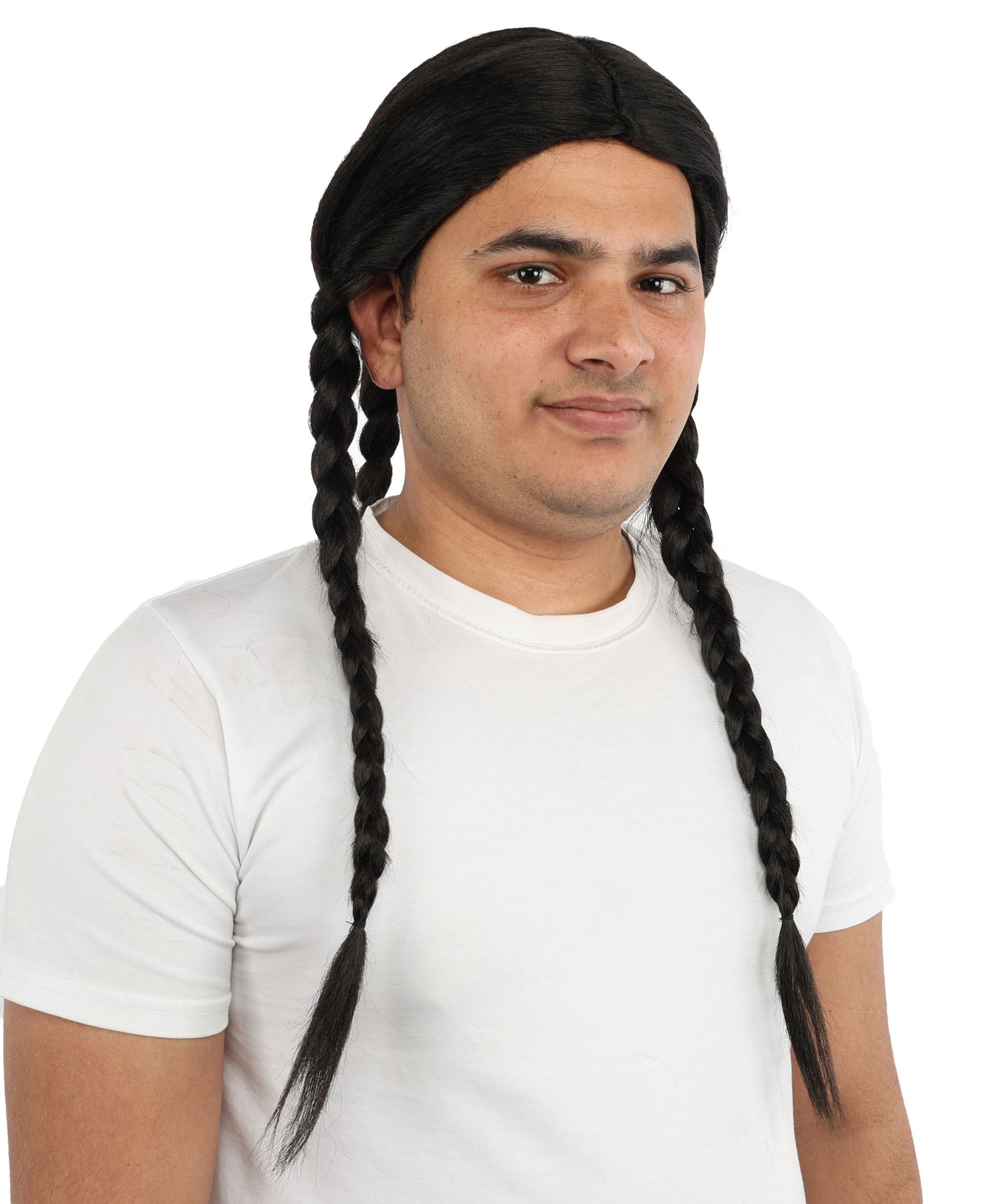 HPO Men’s Extra Long Black Braided Wig - 26” Braids with Adjustable Capless Cap | Flame-Retardant Synthetic Hair for Halloween, Rock Events, Stage & Festival Costumes