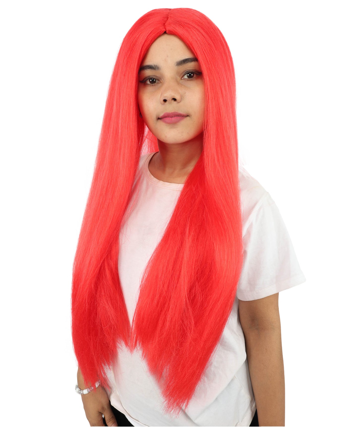 HPO Women’s Gothic Straight Long Red Wig – Stitched Fantasy Doll Cosplay Hair | Ideal for Halloween and Costume Parties