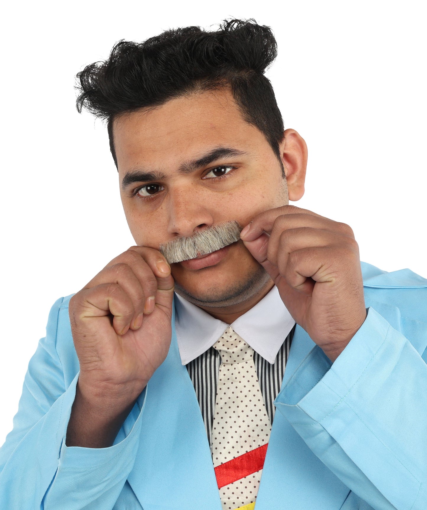 HPO Men's Human Hair Fake Mustache Fancy Facial Hair Multiple Colors