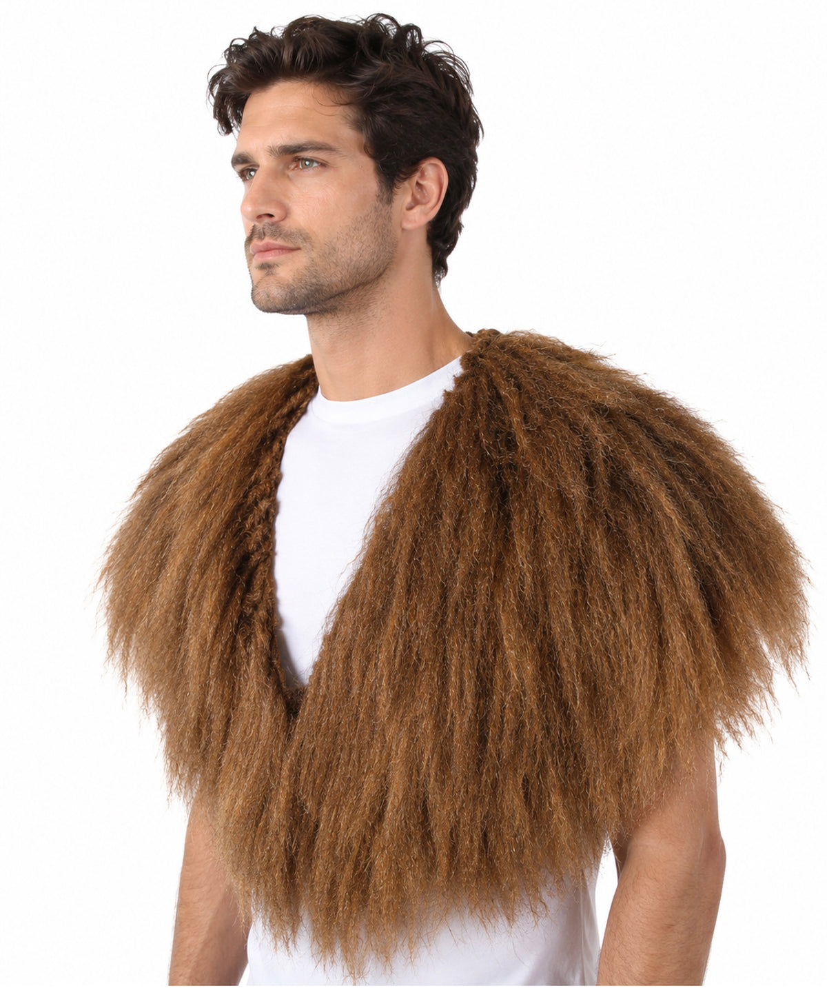 HPO Unisex Vikings Norsemen Dark Brown Fur Faux Mantle | Flame-retardant Synthetic Fiber, Fancy Accessory