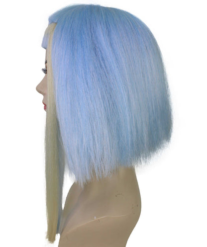 Women’s Light Blue Bob-styled Highlighter Haired Portraits Wig, Non-flammable Synthetic Fiber Wig | HPO