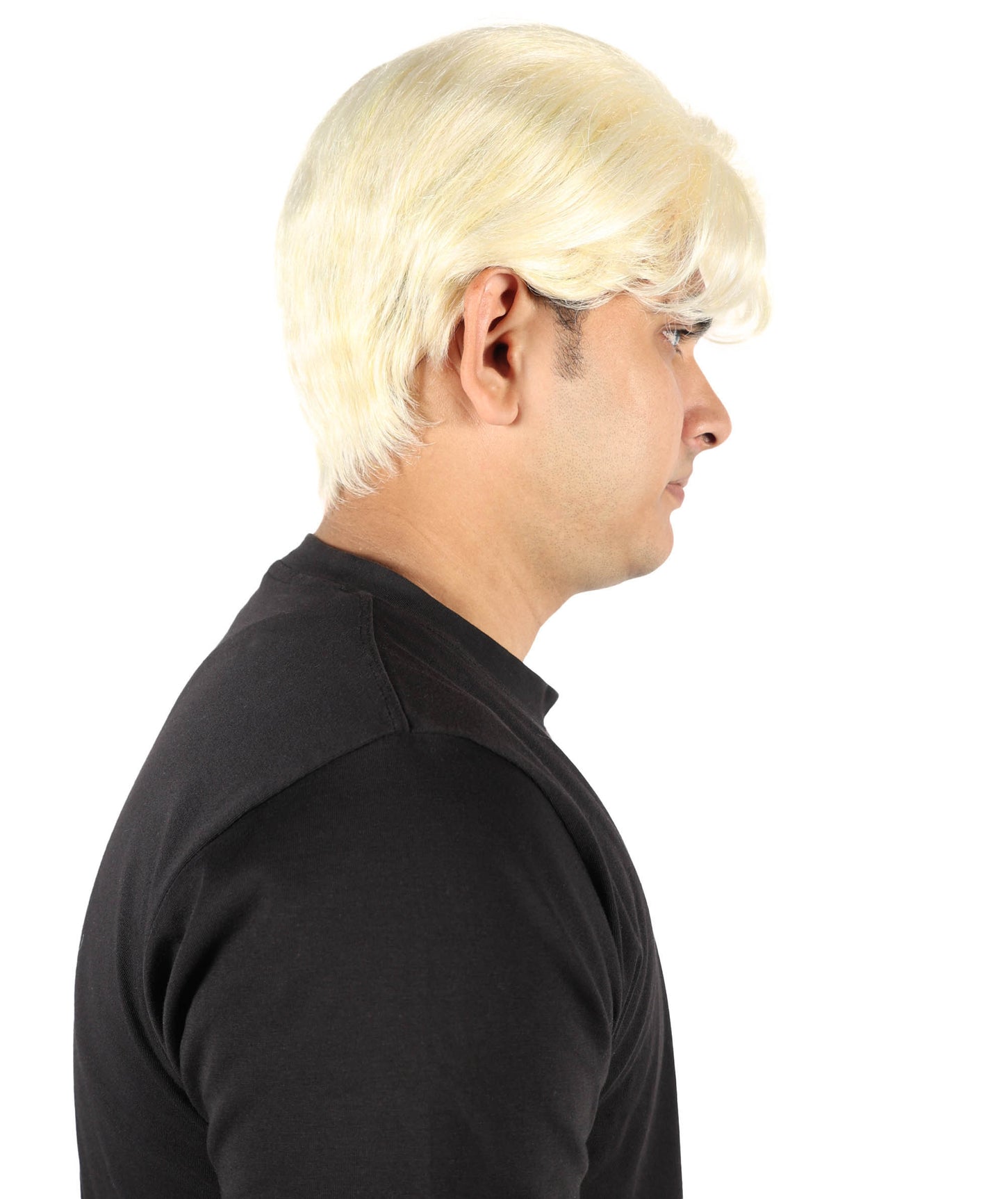 HPO Adult Men’s Short Layered K-Pop Style Blonde Wig - Clean Cut Performance Hairpiece with Modern Shape | Fits Naturally into Cosplay, Stage Looks, Halloween & Theme Events