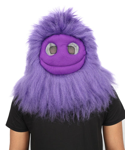 Adult Full Purple Monster Fur Bundle Costume & Mask Set | Body Suit with Head Mask | Ideal for Halloween, Cosplay and Parties